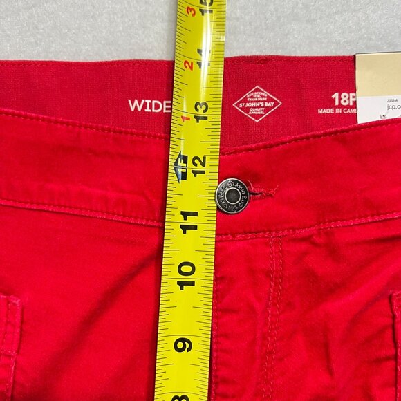 St. Johns Bay Women's Wide Leg Stretch Red Velvet Pants Sz 18P Comfort Waist NWT - Picture 9 of 10